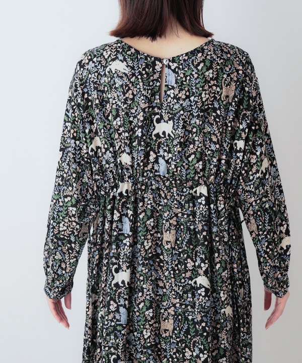 CAT＆フラワープリントレーヨン2wayワンピース 25W031