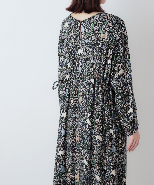 CAT＆フラワープリントレーヨン2wayワンピース 25W031