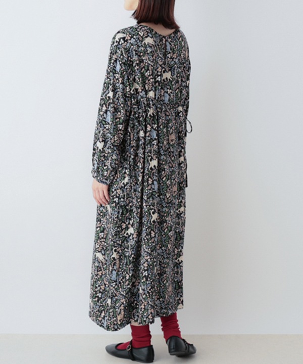 CAT＆フラワープリントレーヨン2wayワンピース 25W031