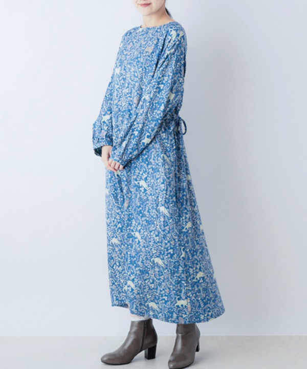 CAT＆フラワープリントレーヨン2wayワンピース 25W031