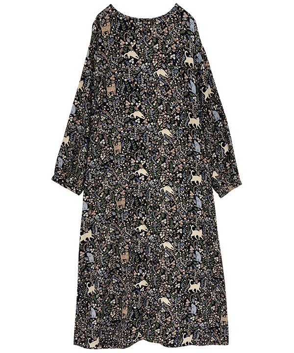 CAT＆フラワープリントレーヨン2wayワンピース 25W031