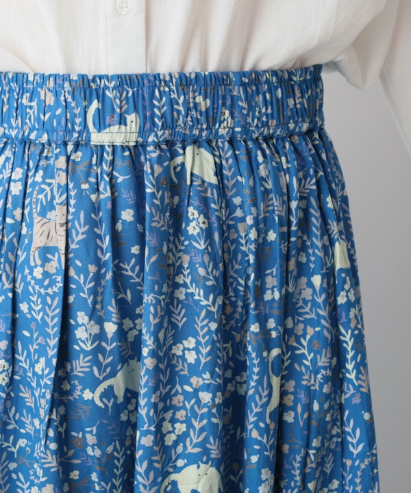 CAT＆フラワープリントレーヨンスカート 25W032