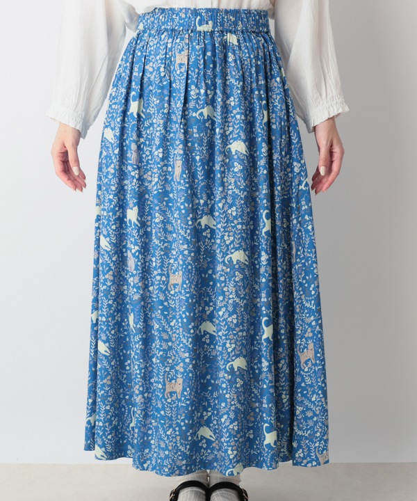 CAT＆フラワープリントレーヨンスカート 25W032