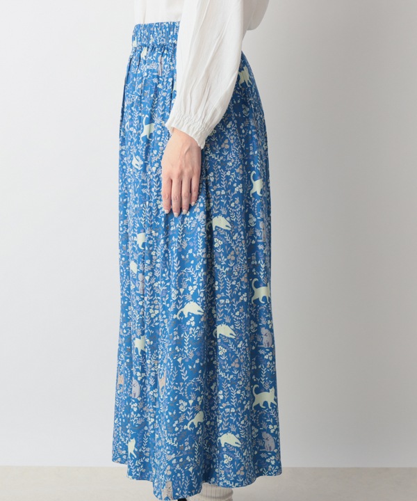 CAT＆フラワープリントレーヨンスカート 25W032