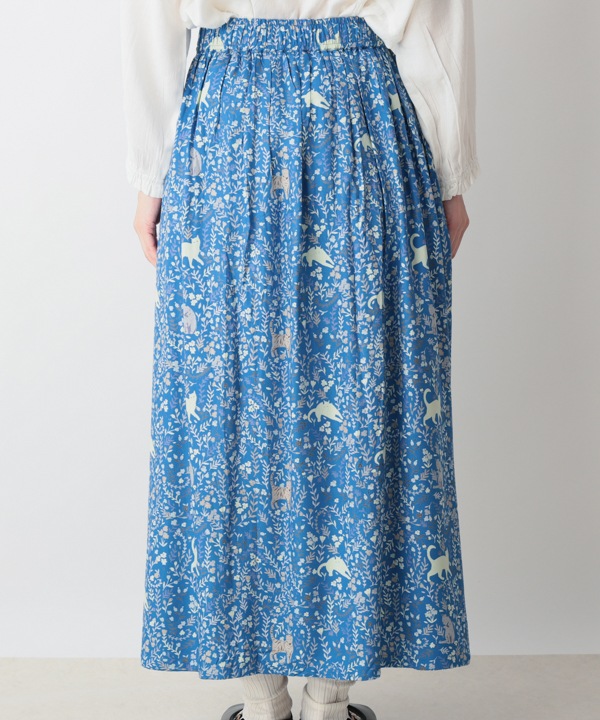 CAT＆フラワープリントレーヨンスカート 25W032