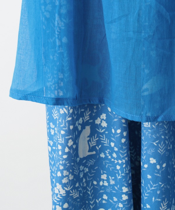 CAT＆フラワープリントレーヨンスカート 25W032