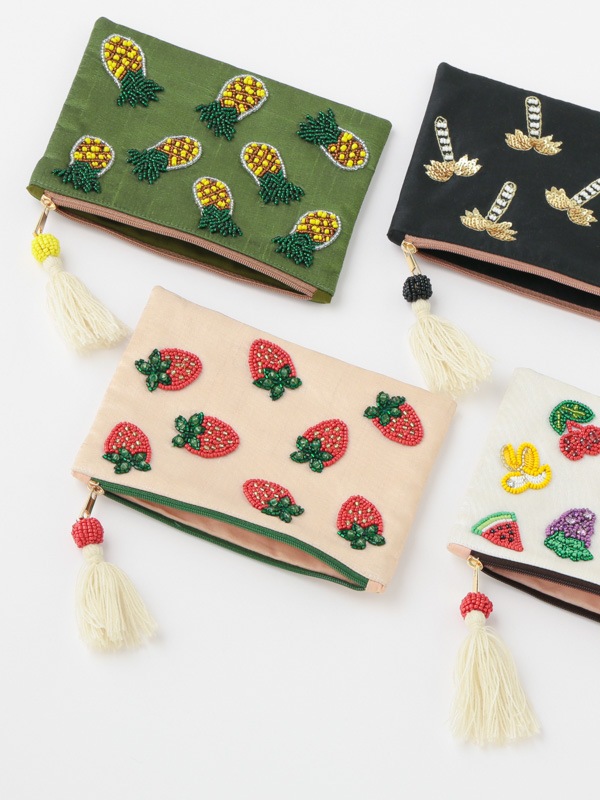 ビーズ刺繍ポーチ 18×13cm （4カラー）M42-2410 | すべての商品