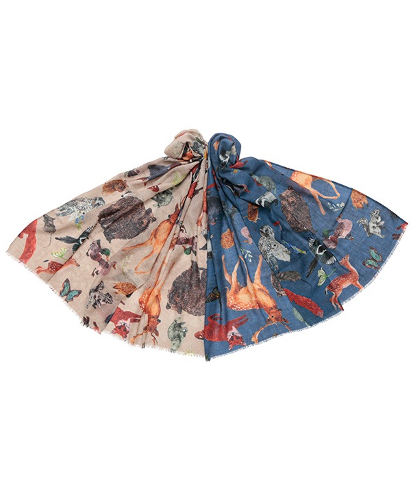 ウールシルク アニマルショール（2カラー）50x180cm B24W007 