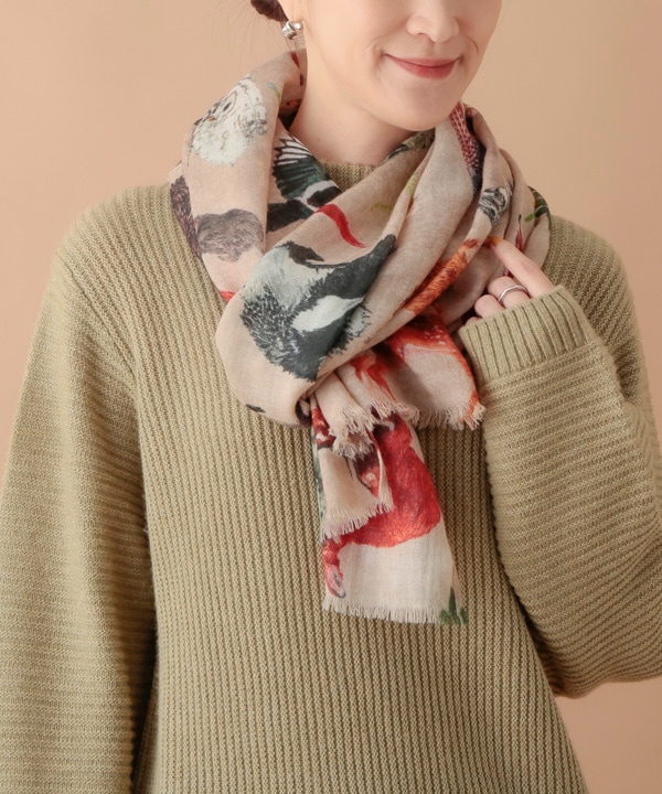 ウールシルク アニマルショール（2カラー）50x180cm B24W007 