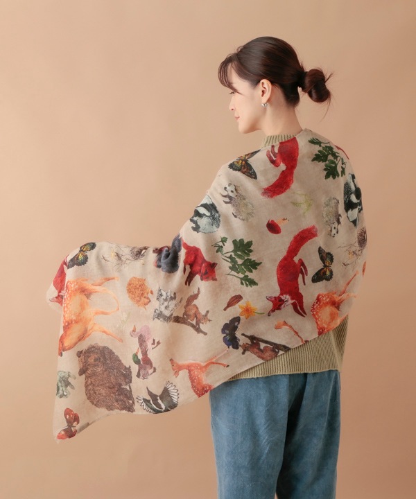 ウールシルク アニマルショール（2カラー）50x180cm B24W007 