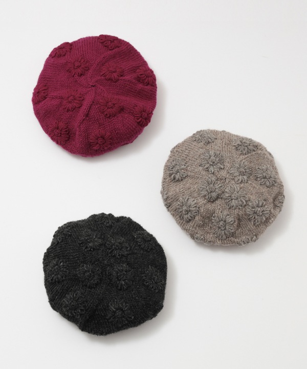 ウール シンプルフラワー ニットベレー H25W294
