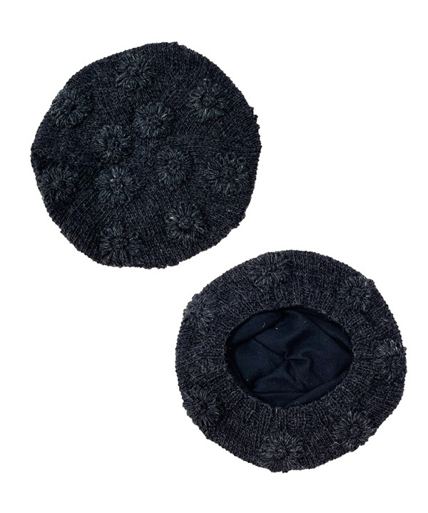 ウール シンプルフラワー ニットベレー H25W294