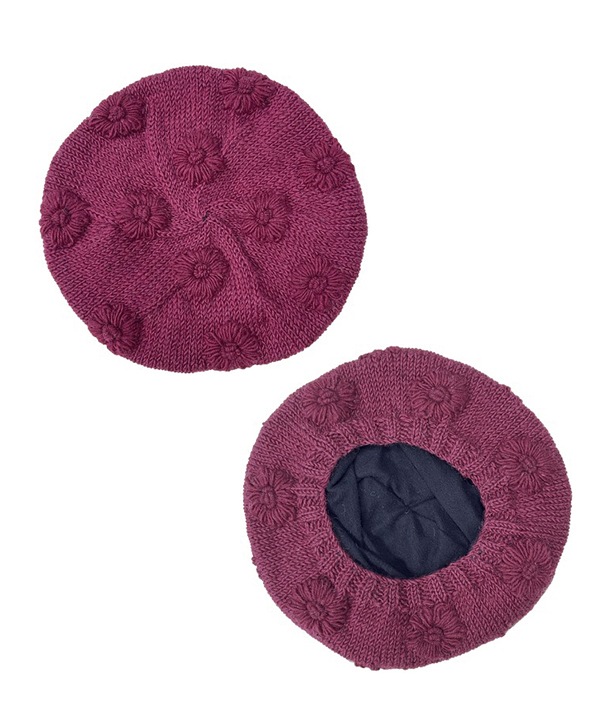 ウール シンプルフラワー ニットベレー H25W294