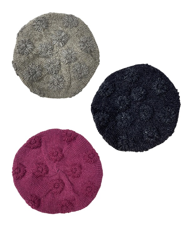 ウール シンプルフラワー ニットベレー H25W294