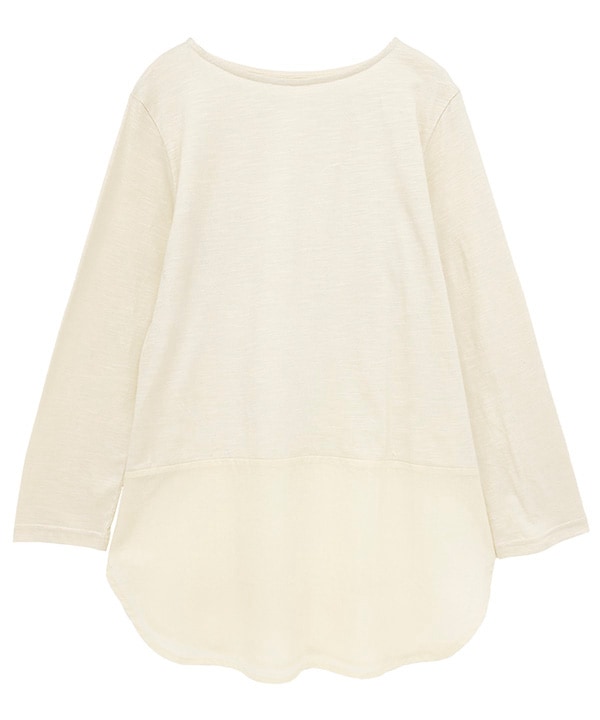 コットンスラブ天竺裾切替Tシャツ 25W034