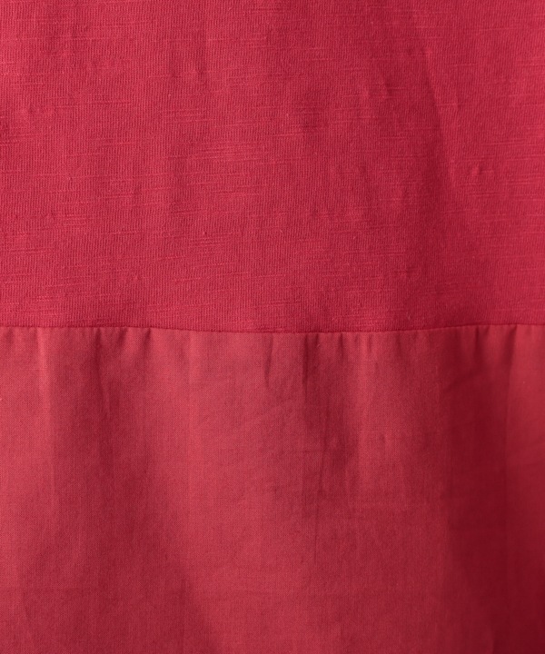 コットンスラブ天竺裾切替Tシャツ 25W034