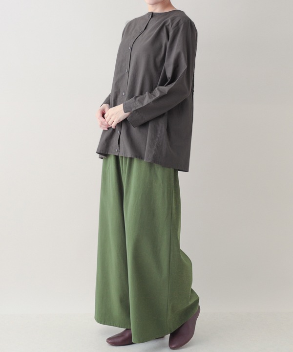 起毛コットンウエストゴムワイドパンツ 25W038