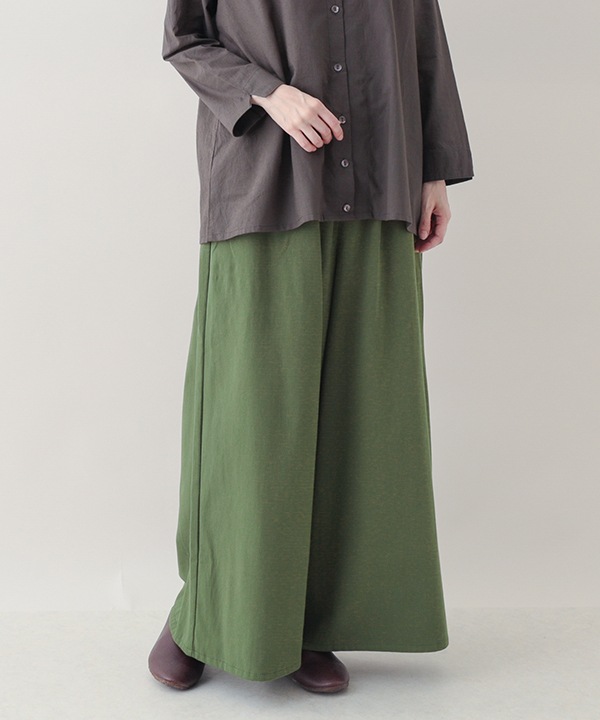 起毛コットンウエストゴムワイドパンツ 25W038