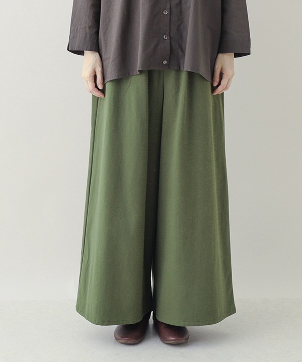 起毛コットンウエストゴムワイドパンツ 25W038