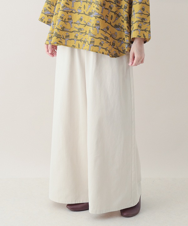 起毛コットンウエストゴムワイドパンツ 25W038