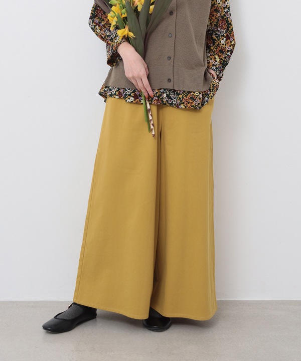 起毛コットンウエストゴムワイドパンツ 25W038