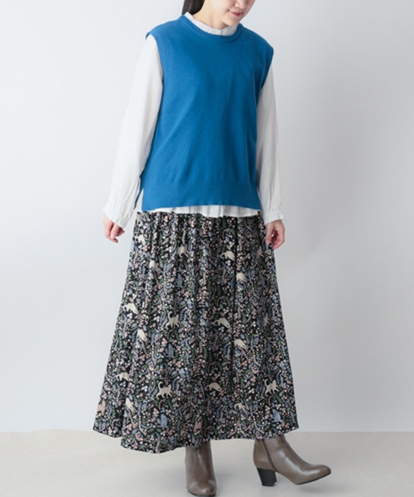 かのこ編み再生ポリエステルニット2wayベスト 25W039