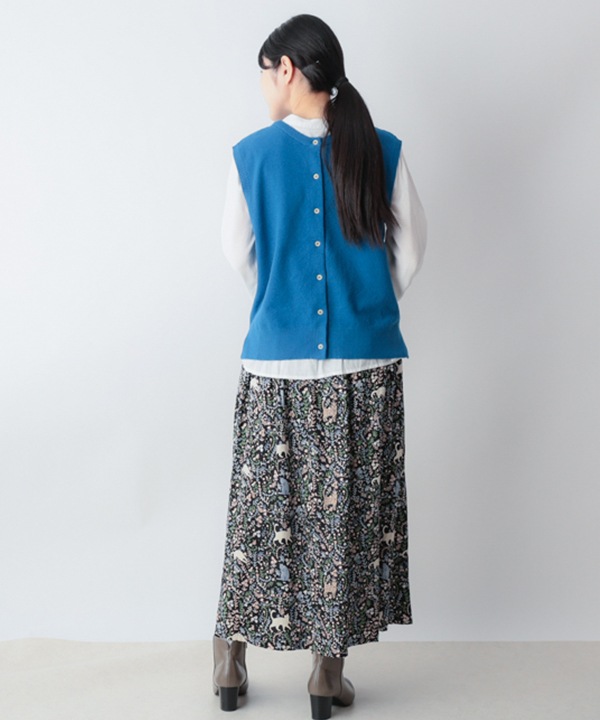 かのこ編み再生ポリエステルニット2wayベスト 25W039