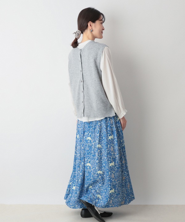 かのこ編み再生ポリエステルニット2wayベスト 25W039