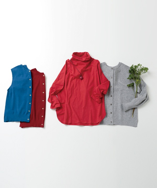 かのこ編み再生ポリエステルニット2wayベスト 25W039