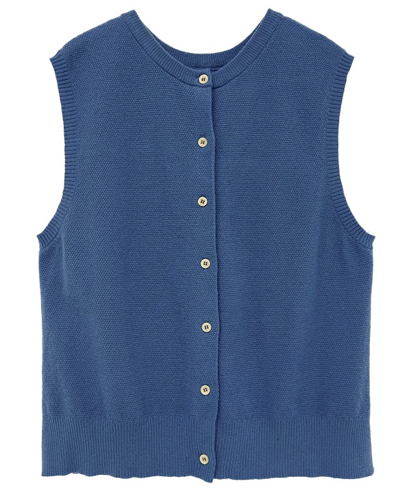 かのこ編み再生ポリエステルニット2wayベスト 25W039