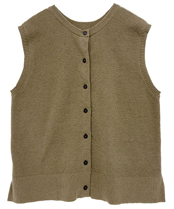 かのこ編み再生ポリエステルニット2wayベスト 25W039