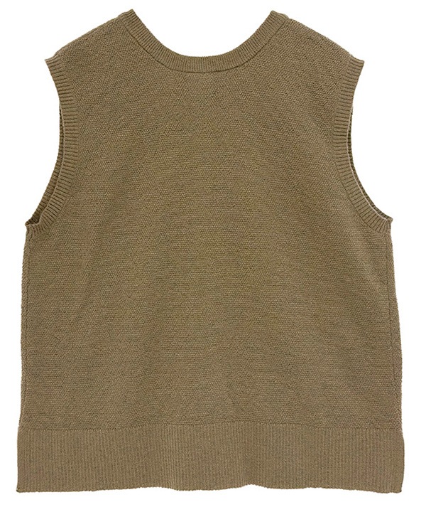 かのこ編み再生ポリエステルニット2wayベスト 25W039