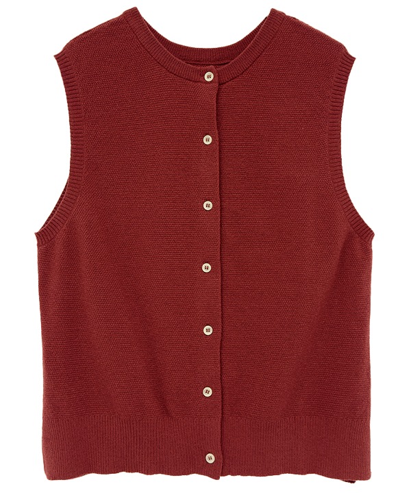 かのこ編み再生ポリエステルニット2wayベスト 25W039