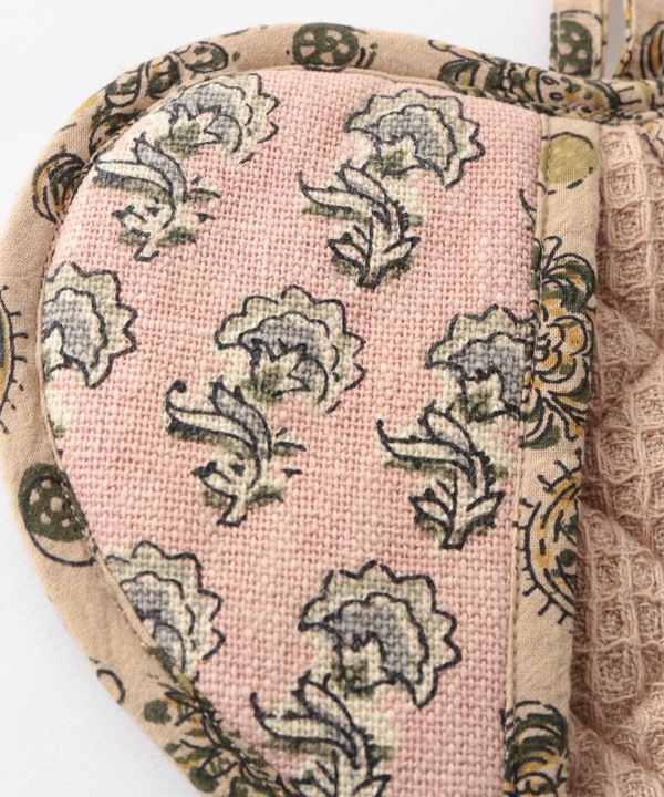 スラブコットンプリント ハートミトン M19-2637