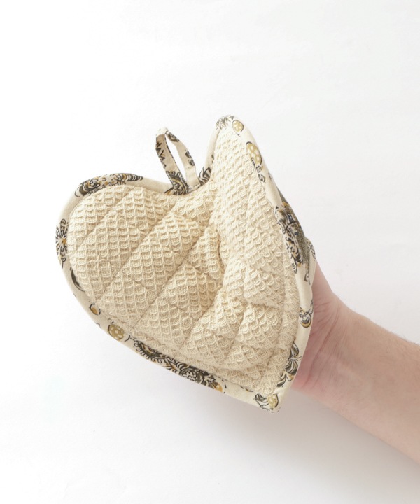 スラブコットンプリント ハートミトン M19-2637