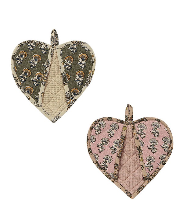 スラブコットンプリント ハートミトン M19-2637