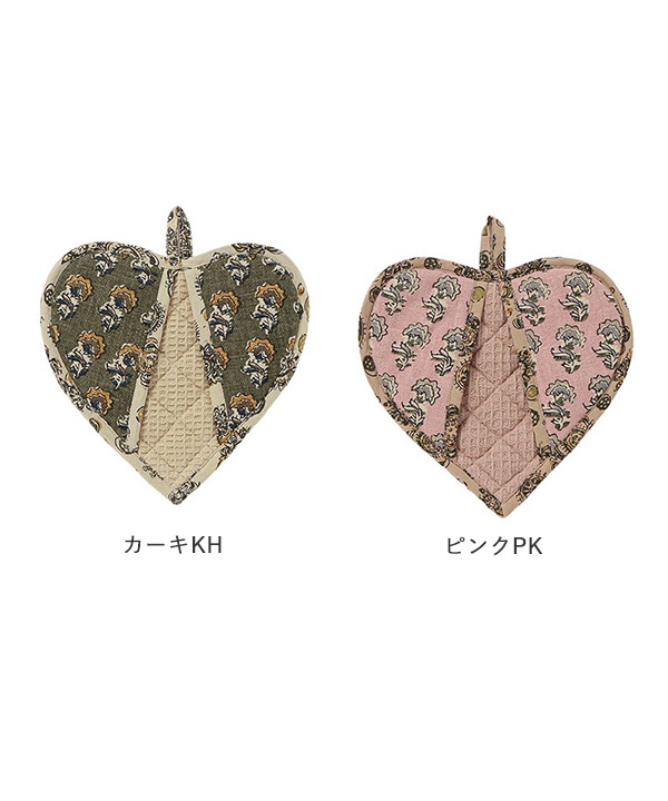 スラブコットンプリント ハートミトン M19-2637