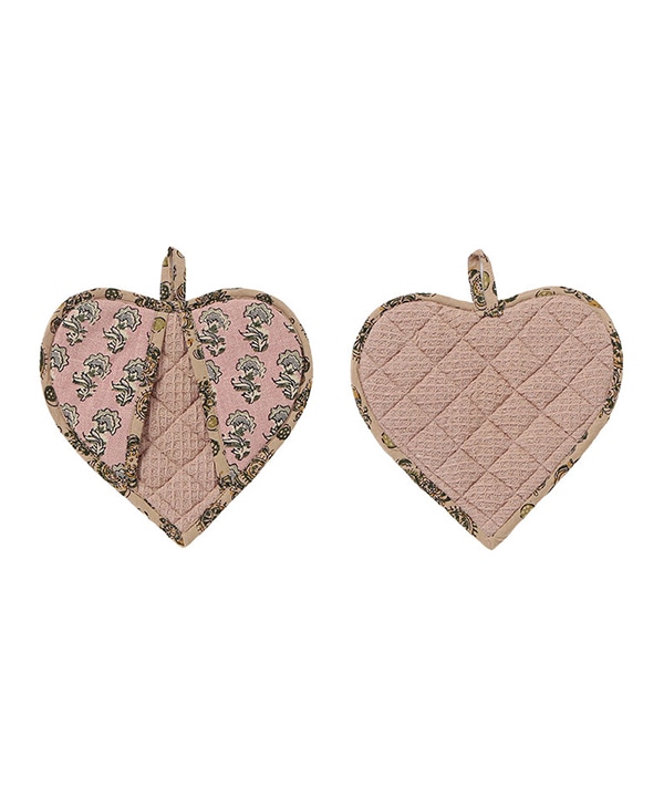 スラブコットンプリント ハートミトン M19-2637