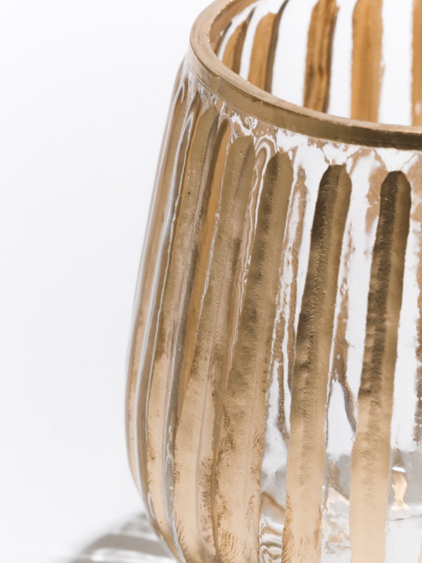 縦縞柄 ガラスベース キャンドルホルダー 8.5cm M15-1055 