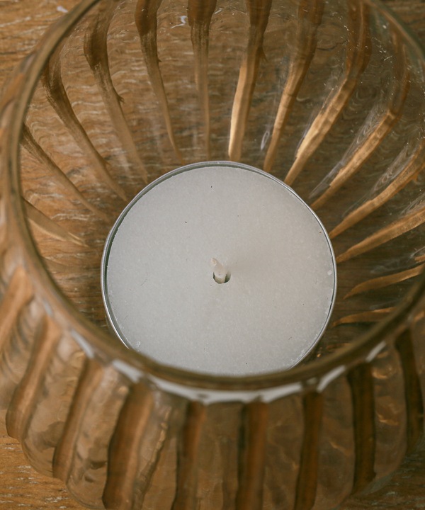 縦縞柄 ガラスベース キャンドルホルダー 8.5cm M15-1055 