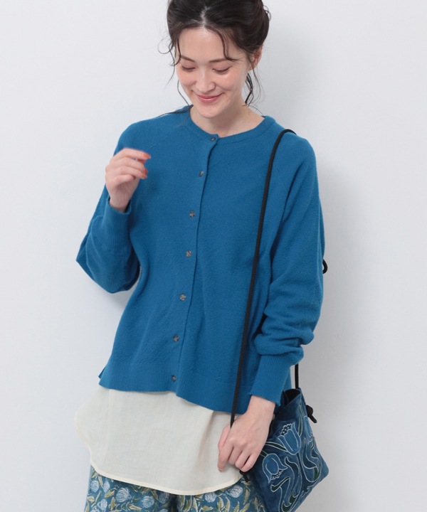 かのこ編み再生ポリエステルニット2wayカーディガン 25W040