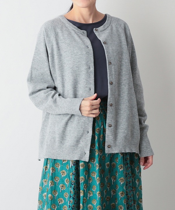 かのこ編み再生ポリエステルニット2wayカーディガン 25W040