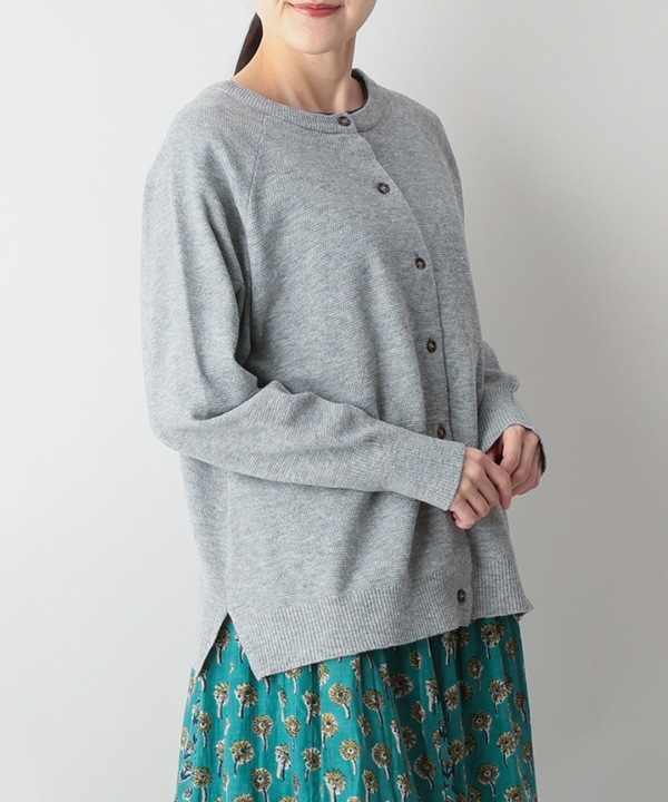 かのこ編み再生ポリエステルニット2wayカーディガン 25W040