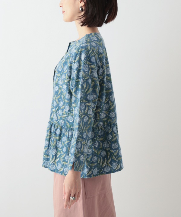 IROIROブロックプリント起毛コットン2wayブラウス 25W042