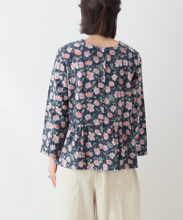 IROIROブロックプリント起毛コットン2wayブラウス 25W042