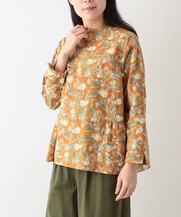 IROIROブロックプリント起毛コットン2wayブラウス 25W042