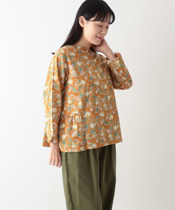 IROIROブロックプリント起毛コットン2wayブラウス 25W042
