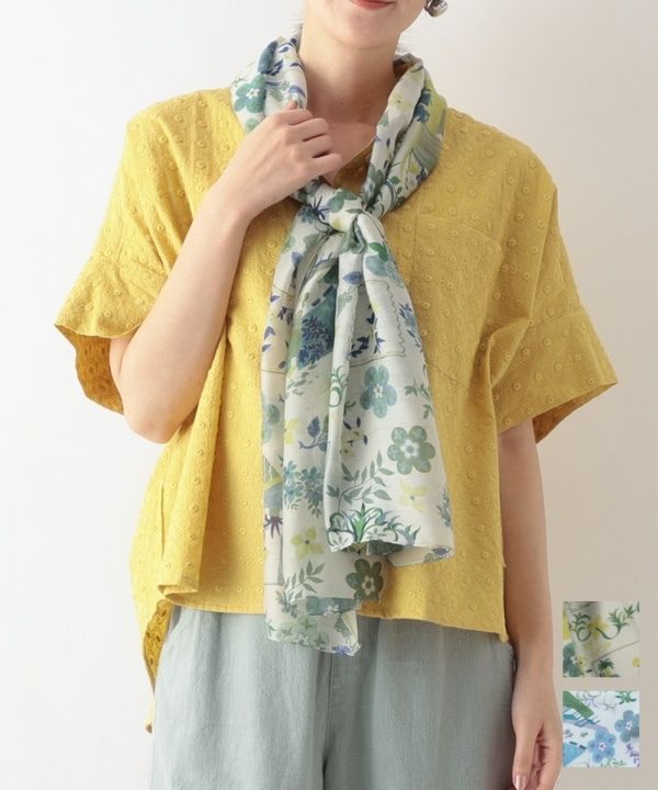 花＆鳥mixプリントショール B26S035 | 服飾雑貨,ショール（ストール