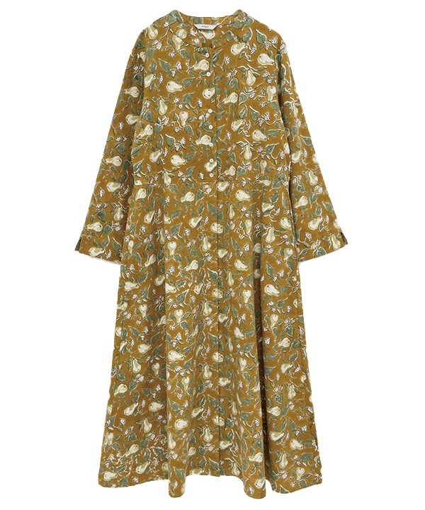 IROIROブロックプリント起毛コットン前開ワンピース 25W043