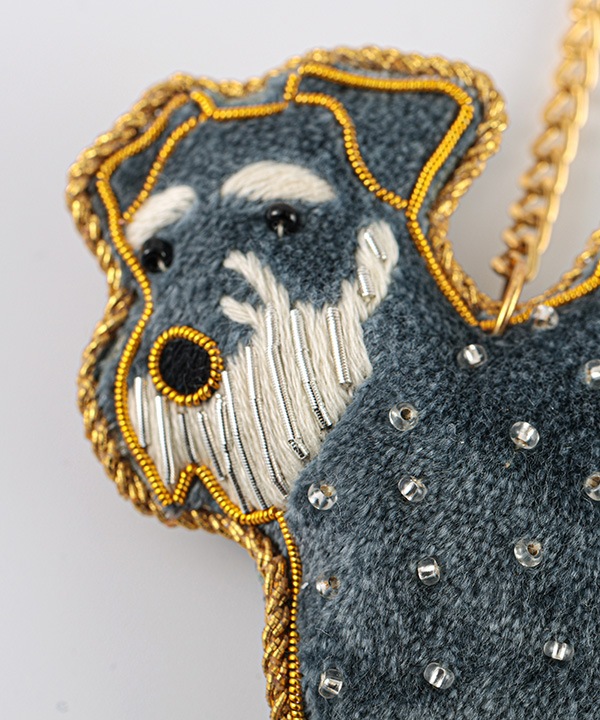 ザリ刺繍キーホルダー シュナウザー M21-2996
